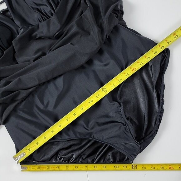 Carol Wior 3 Way Slimsuit Sarong Suit Shape Detector Black One Piece Size 24W - Picture 16 of 16